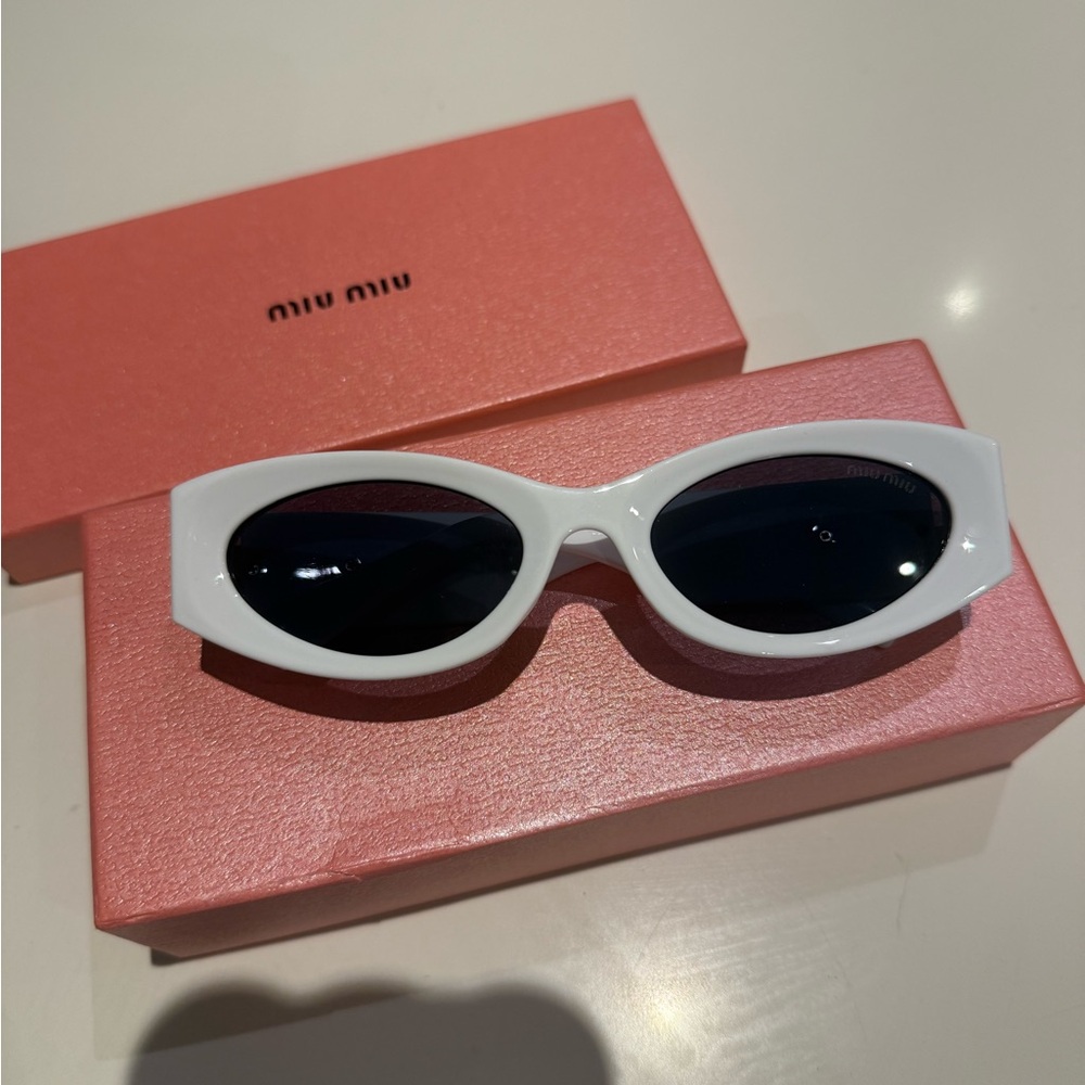 Miu Miu White Oval Sunglasses